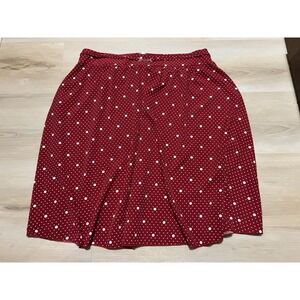SHEIN Red A Line Skirt with White Polka Dots Womens Size 2x‎ Zip Gold Hardware